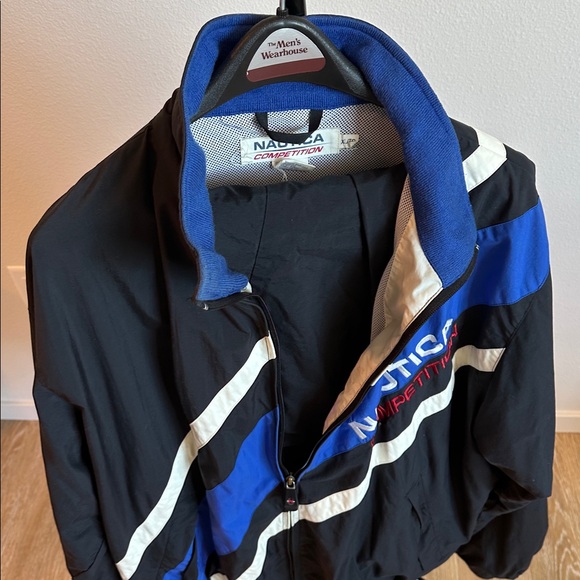 Vintage 90s Nautica Competition Black Tracksuit with Blue and White Stripes XL - Picture 5 of 5